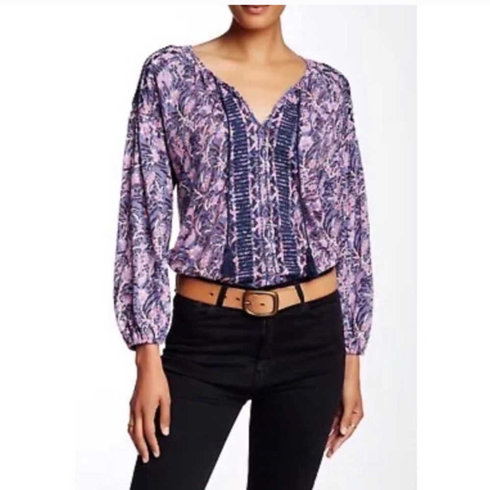 Lucky brand paisley peasant blouse